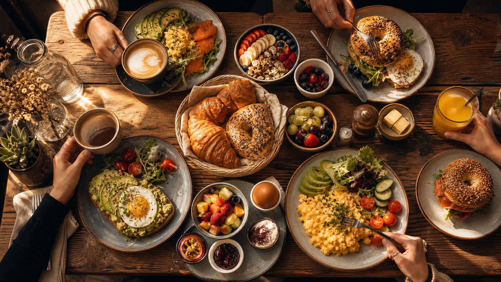 Reichhaltiges Frühstücksbuffet bei Soul-Food.kitchen in Lüdinghausen – frische Bagels, Avocado, Bio-Eier und Spezialitätenkaffee